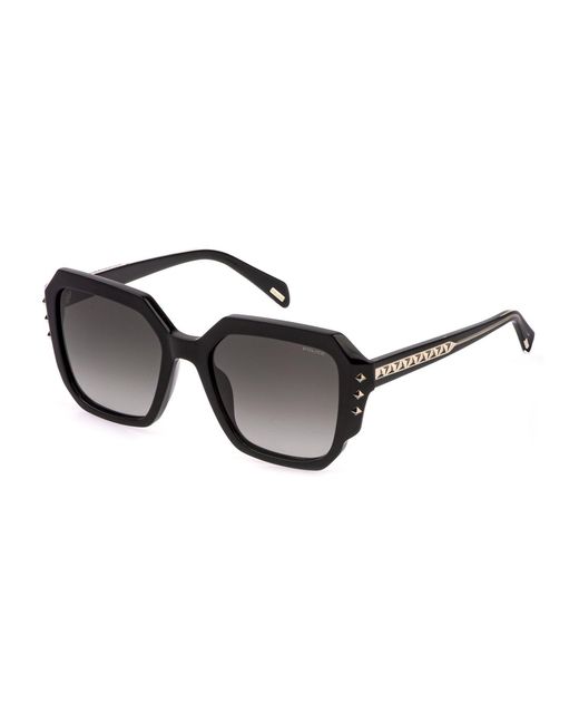 Police Black Splr23 Superstar 3 700 Sunglasses Acetate Smoke Geometric Normal Shaded