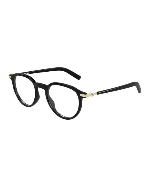 Montblanc Black Mb0495O 003 Optical Frames Injected Transparent Round for men
