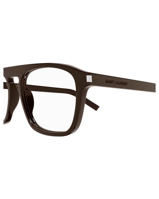Saint Laurent Black Sl 157 010 Optical Frames Acetate Transparent Squared for men