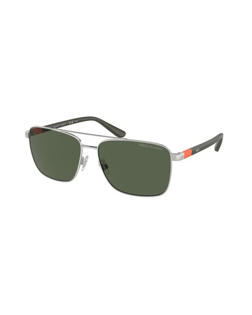 Polo Ralph Lauren Green Ph3137 90019A Sunglasses Metal Squared Polarized for men