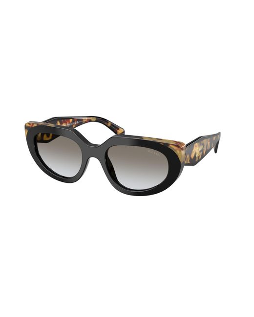Prada Black Pr D02S 0Cd80L Sunglasses Acetate Round Normal Nuanced