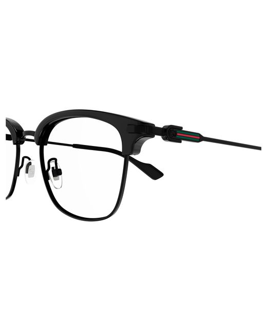 Gucci Black Gg1606Ok 003 Optical Frames Titanium Transparent Round for men
