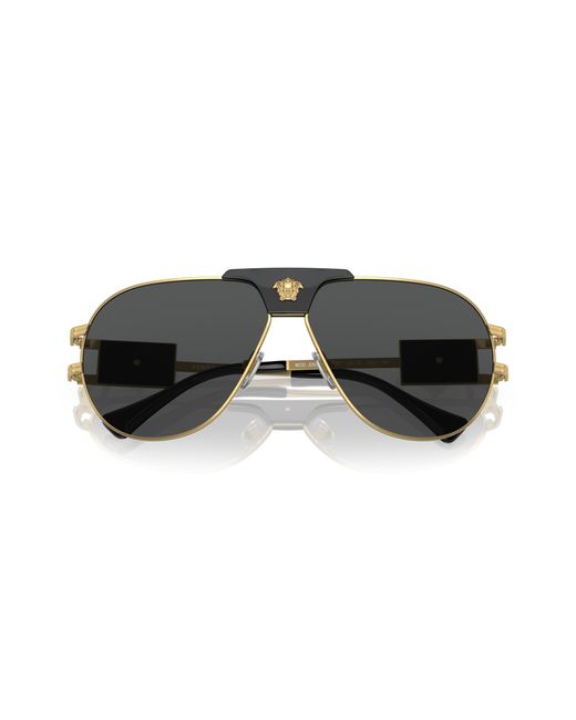 Versace Black Ve2252 100287 Sunglasses Steel Pilot Normal for men