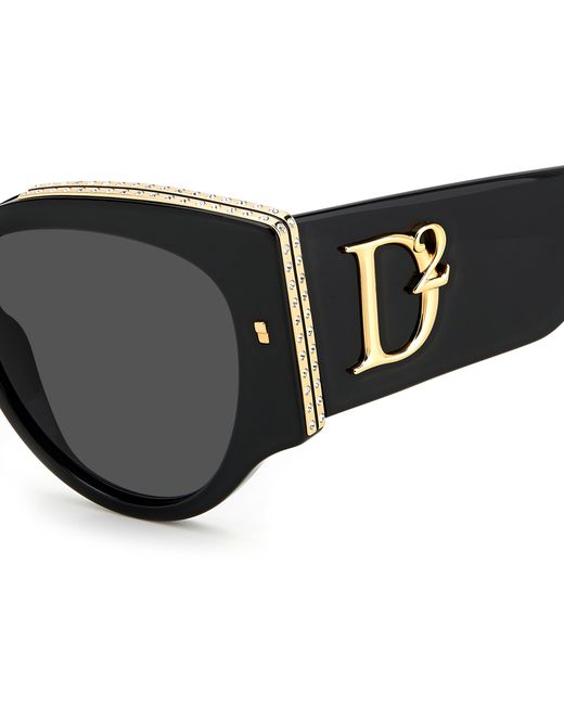 DSquared² Black D2 0032/S 2M2/Ir Sunglasses Acetate Cat Eye