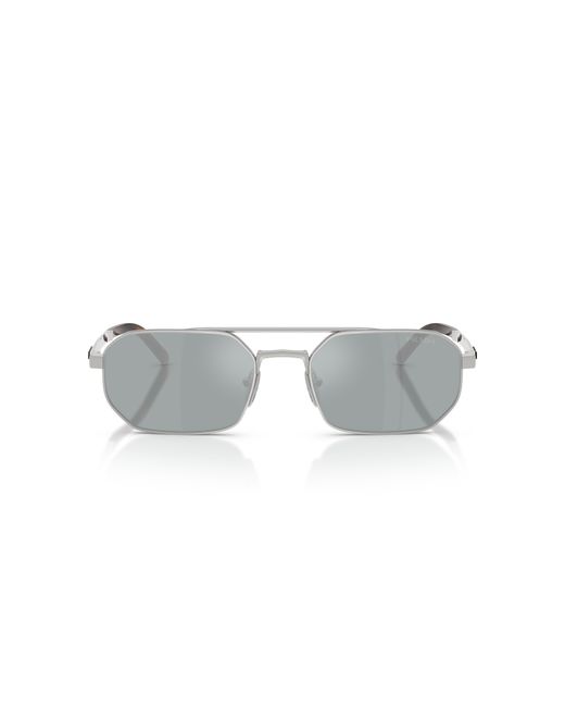 Prada Black Pr D53S 1Bc40X Sunglasses Metal Geometric Mirror for men