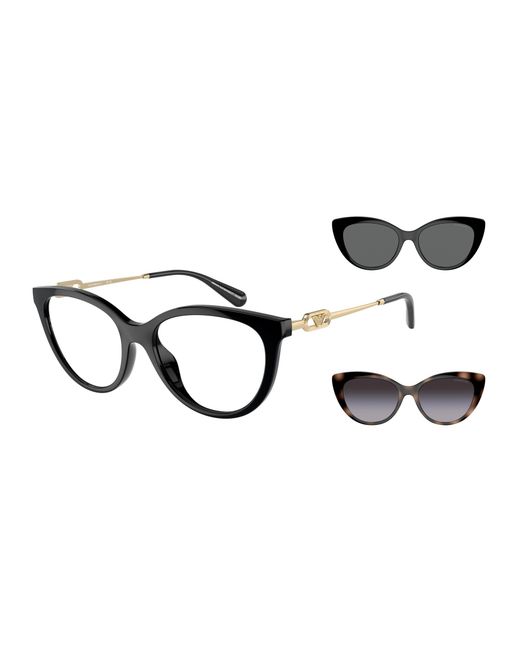 Emporio Armani Black Ea4213U 50171W Sunglasses Injected Transparent Cat Eye Normal