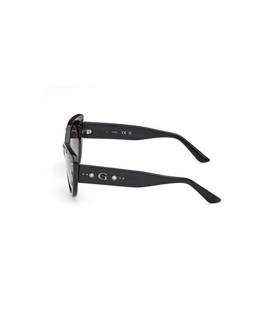 Guess Black Gu00163 01B Sunglasses Injected Smoke Cat Eye Normal