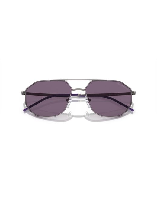Emporio Armani Black Ea2147 30031A Sunglasses Metal Geometric Normal for men