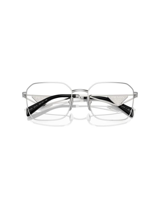 Prada Black Pr A51V 1Bc1O1 Optical Frames Steel Geometric Normal