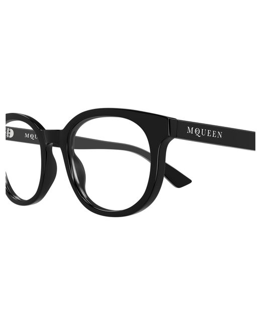 McQueen Black Am0567O 001 Optical Frames Acetate Transparent Round for men