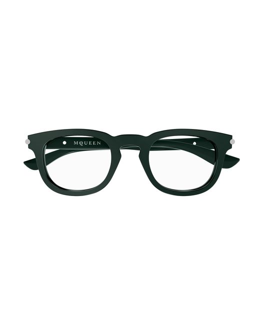 McQueen Black Am0498O 004 Optical Frames Acetate Transparent Round for men