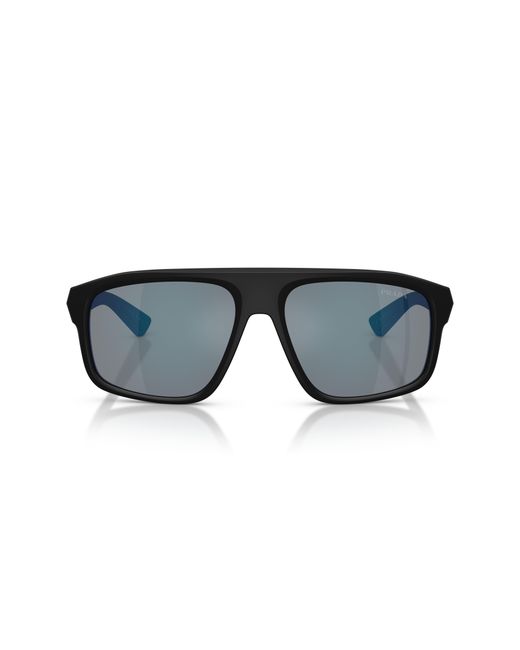Prada Linea Rossa Black Ps B02S 1Bo08F Sunglasses Injected Geometric Mirror for men
