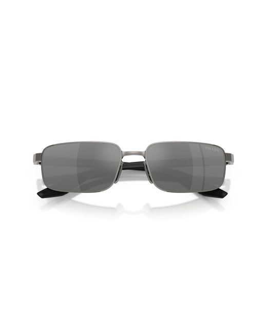 Prada Linea Rossa Black Ps B54S 5Av41A Sunglasses Metal Squared Normal for men