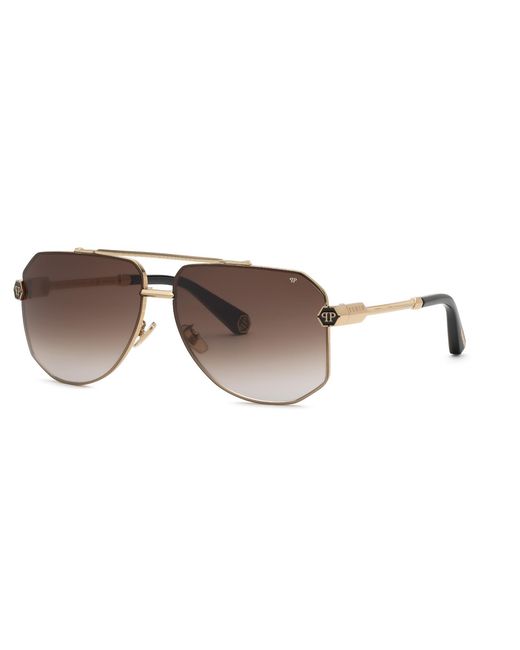 Philipp Plein Black Spp204 Plein Royal 301 Sunglasses Metal Geometric Normal Nuanced for men
