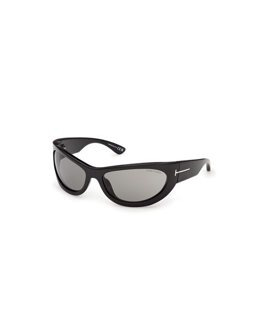 Tom Ford Black Ft1365 Leona-02 01A Sunglasses Injected Smoke Cat Eye Normal