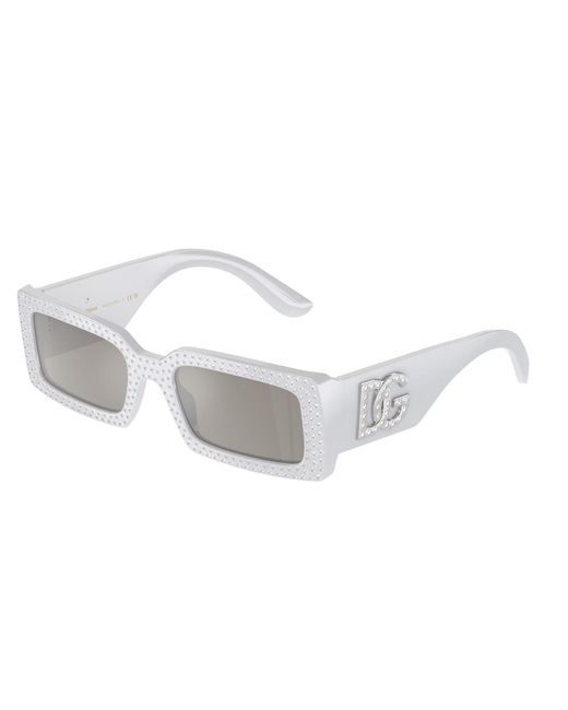 Dolce & Gabbana White Dg4447B 34186G Sunglasses Acetate Squared Mirrored Mirror