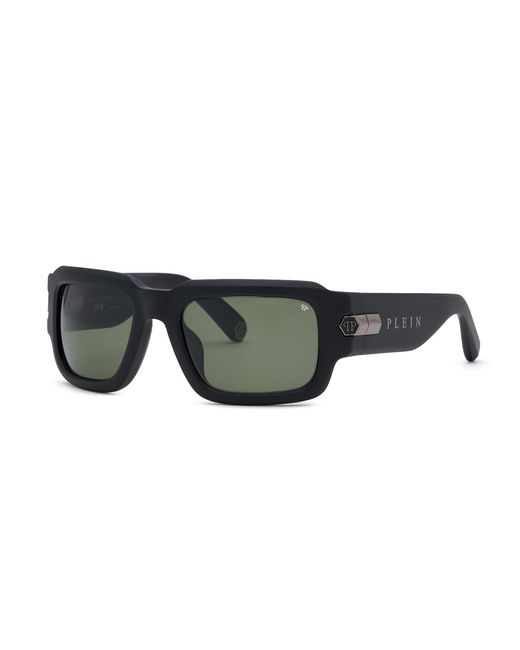 Philipp Plein Black Spp182M Plein Empire 703 Sunglasses Acetate Squared Normal for men