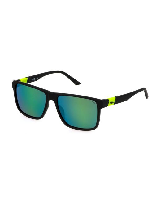 Fila Green Sfi522 U28W Sunglasses Injected Smoke Squared Mirror for men