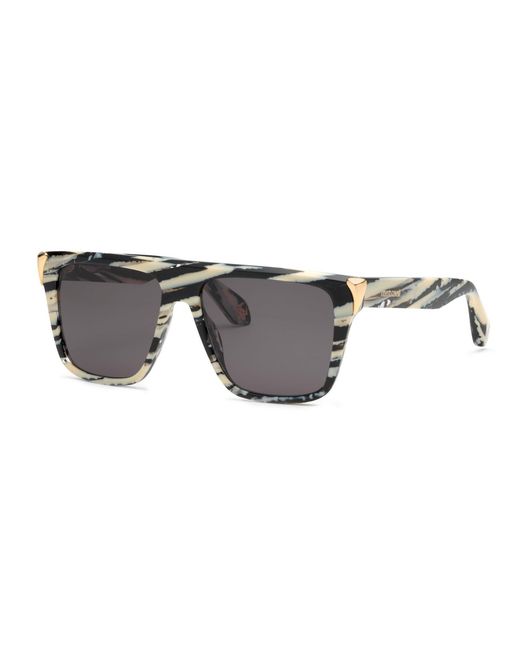 Roberto Cavalli Black Src094M 0Ahh Sunglasses Acetate Smoke Squared Normal