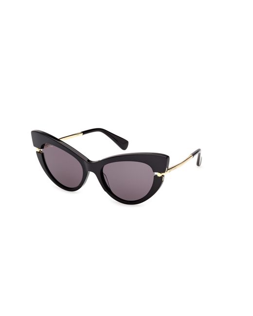 Max Mara Black Mm0187 01A Sunglasses Acetate Smoke Cat Eye Normal