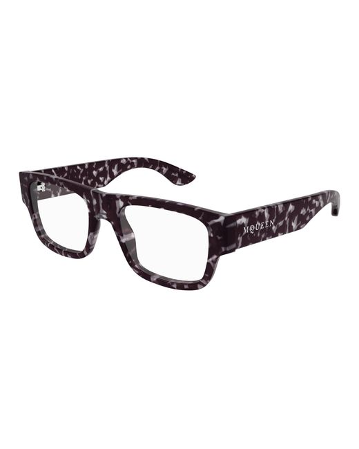 McQueen Black Am0511O 002 Optical Frames Acetate Transparent Squared for men
