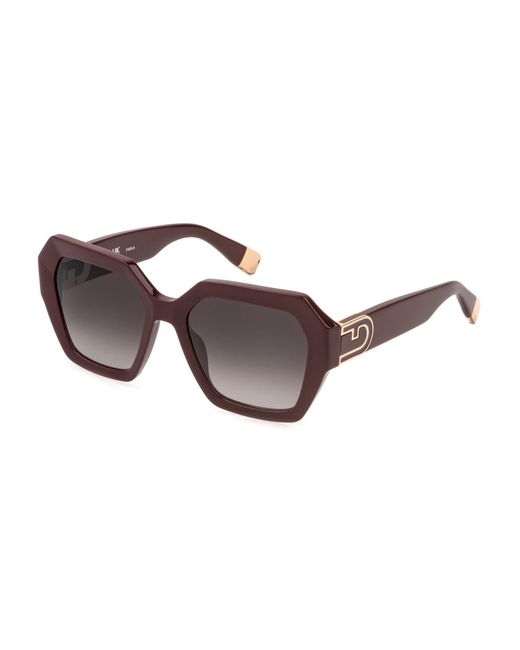 Furla Black Sfu880 09Fh Sunglasses Acetate Geometric Normal Shaded