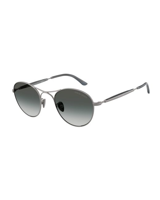Giorgio Armani Black Ar6177 30037Z Sunglasses Steel Round Normal Shaded for men