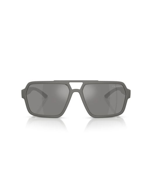 Prada Linea Rossa Black Ps A06S 16X7W1 Sunglasses Injected Pilot Mirrored for men