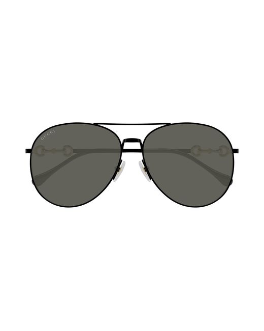 Gucci Black Gg1698S 001 Sunglasses Metal Pilot
