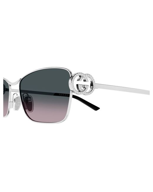 Gucci Black Gg2045S 002 Sunglasses Metal Cat Eye