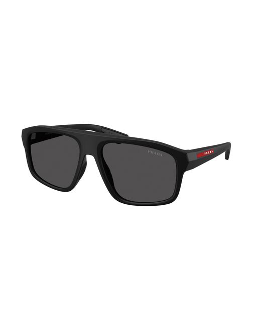 Prada Linea Rossa Black Ps B02S 1Bo06F Sunglasses Injected Geometric Normal for men