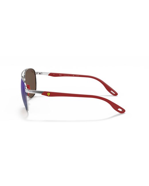 Ray-Ban Black Sunglasses Man Rb3659m Scuderia Ferrari Collection - Silver Frame Blue Lenses Polarized 57-17 for men