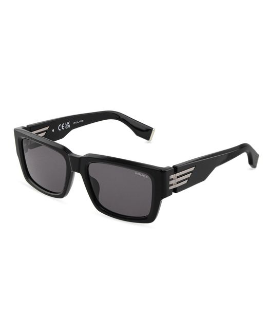 Police Black Splu78 700 Sunglasses Acetate Smoke Squared Normal for men