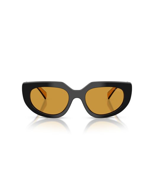 Prada Black Pr D02S 02K50P Sunglasses Acetate Ocher Round Normal
