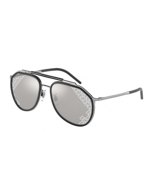 Dolce & Gabbana Black Dg2277 04/6G Sunglasses Metal Pilot Normal Mirrored for men