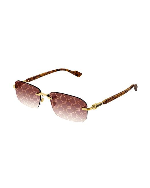 Gucci Black Gg1221S 004 Sunglasses Metal Squared Decoration Shaded for men
