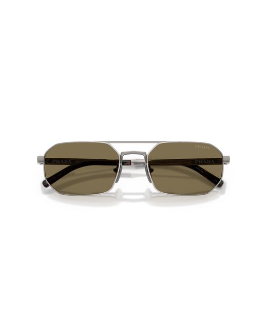 Prada Black Pr D53S 23J90F Sunglasses Metal Geometric Normal for men