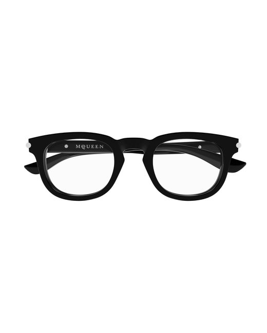 McQueen Black Am0498O 001 Optical Frames Acetate Transparent Round for men