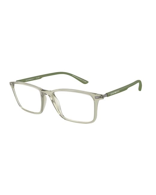 Emporio Armani Black Ea3237 6107 Optical Frames Injected Transparent Squared Normal for men