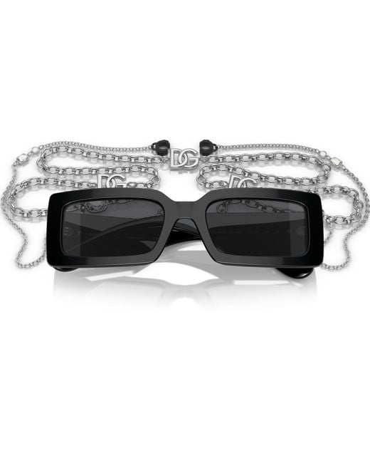Dolce & Gabbana Black Dg4416 501/6G Sunglasses Acetate Squared Mirrored Mirror