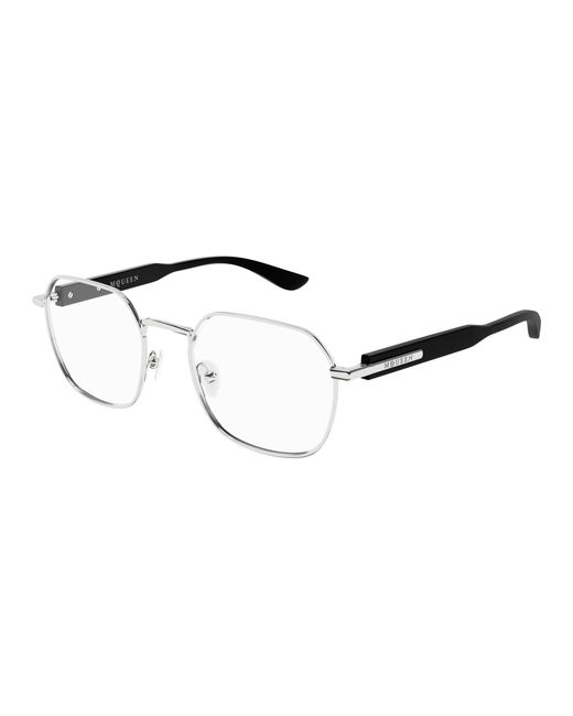 McQueen Black Am0499O 001 Optical Frames Acetate Transparent Geometric for men