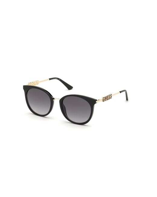 Guess Black Gu7645 01B Sunglasses Injected Smoke Round Normal Shaded