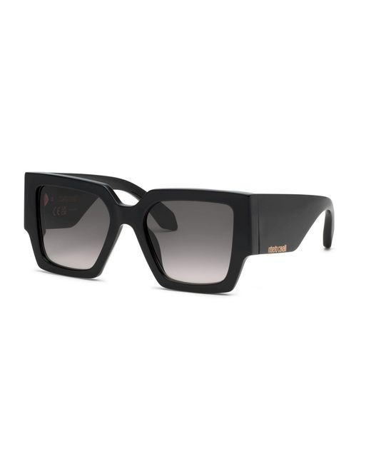 Roberto Cavalli Black Src067W 700 Sunglasses Acetate Smoke Squared Normal Shaded