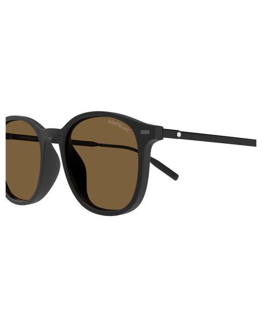 Montblanc Black Mb0454Sa 002 Sunglasses Injected Round for men