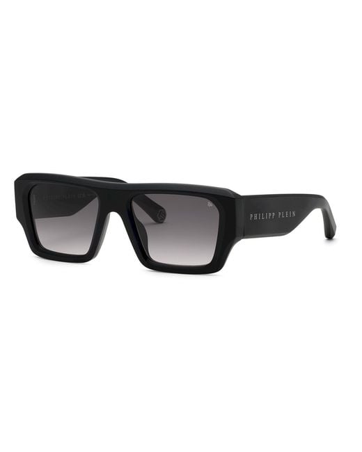Philipp Plein Black Spp144 Plein Starlight 703 Sunglasses Acetate Smoke Squared Normal Nuanced for men