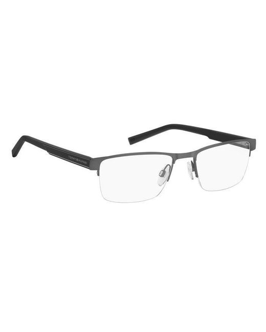 Tommy Hilfiger Black Th 1996 R80 Optical Frames Steel Squared for men