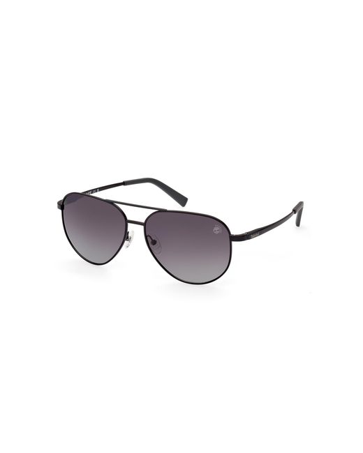 Timberland Black Tb9304 02D Sunglasses Metal Smoke Squared Polarized Shaded for men