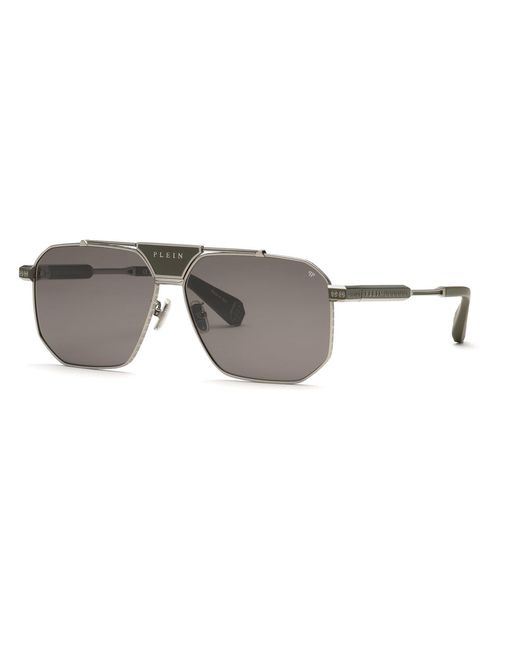 Philipp Plein Black Spp152M Plein Legacy 508 Sunglasses Metal Geometric Normal for men