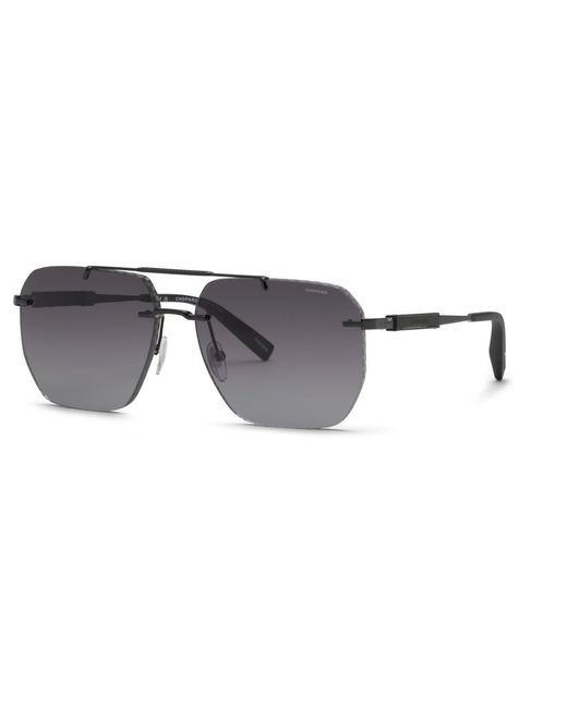 Chopard Black Schl53 672 Sunglasses Metal Smoke Squared Anti-Glare Shaded for men