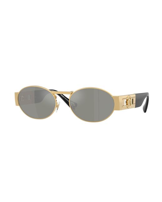 Versace Black Ve2264 100230 Sunglasses Steel Round Mirrored for men